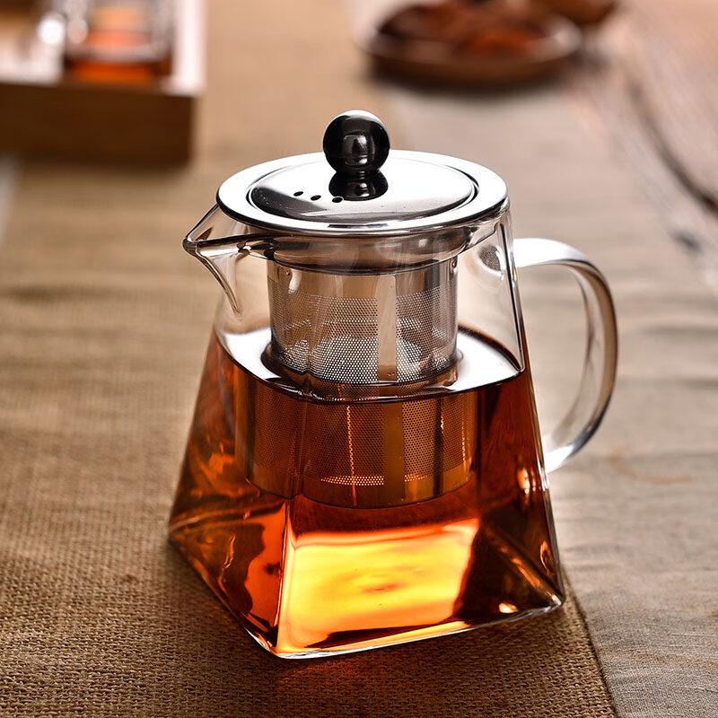 ZISIZ Heat-Resistant Glass Teapot with Stainless Steel Infuser