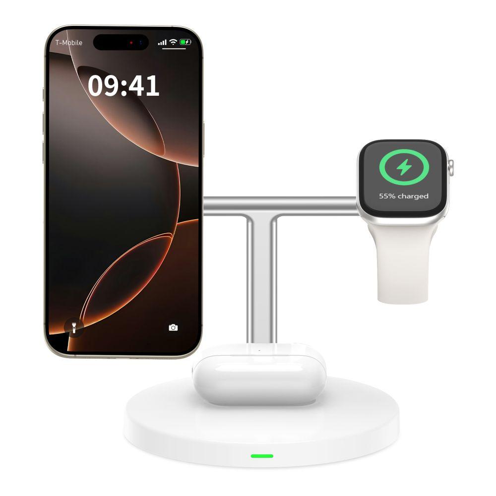 Tech-Protect Qi15W-A35 3In1 Magnetic Magsafe Wireless Charger White
