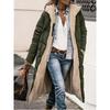 Women's medium and long coat, thickened and warm, loose hooded, women wearing cotton-padded clothes on both sides