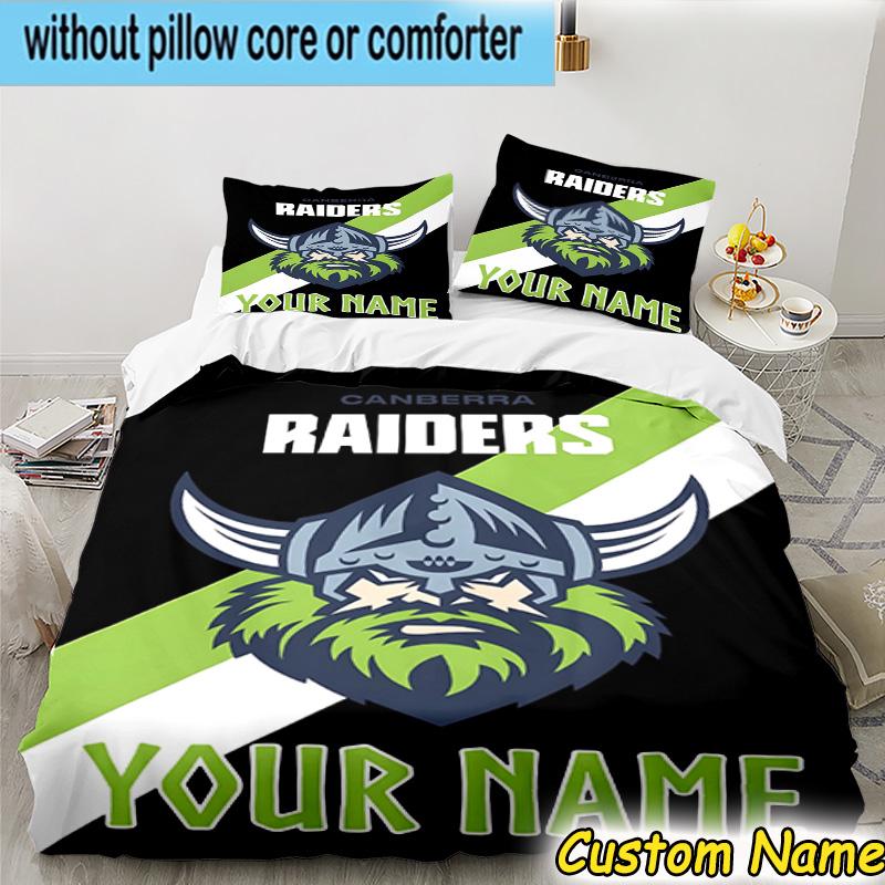 3pcs Custom Name Raiders Team Spirit Bedding Set Includes 1 Duvet Cover & 2 Pillowcases for All Seasons Dormitory Home Decor Christmas gifts