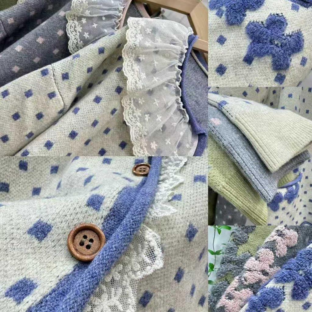 2025 Autumn/Winter Japanese Sweet Lace Trim Hooded Sweater - College Style Loose Knitwear