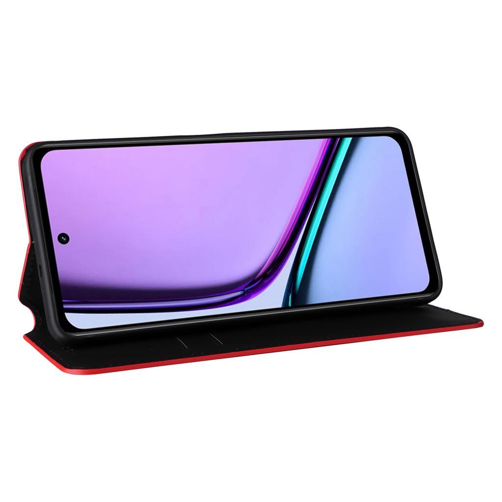 For Realme C67 4G/12 Lite 4G PU Leather Case Flip Wallet Rhombus Imprinted Magnetic Folio Cover