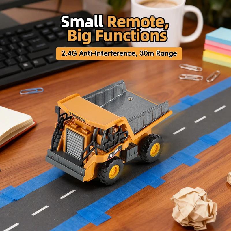 1:64 Mini Remote Control Dump Truck 4WD RC Model Car Toy Professional Simulation Construction Vehicle Best Gift for Kids