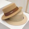 Women's Autumn and Winter New Woolen Flat Top Top Top Hat Children's French Retro British Bucket Hat Flat Hat Show Face Small Foreign Style