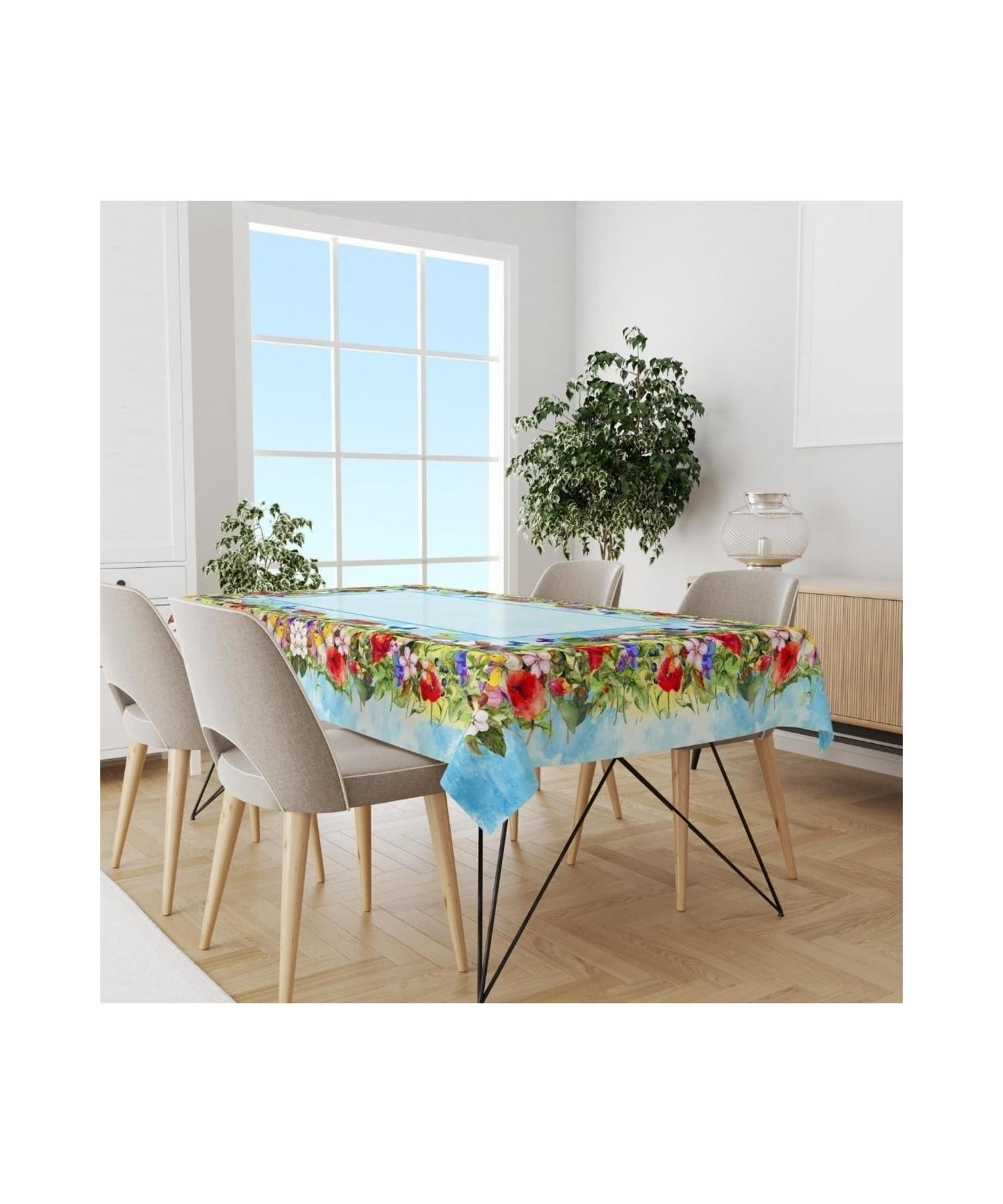 

140 X 240 см Spring Hause Blue Carefree, грязеотталкивающая скатерть
