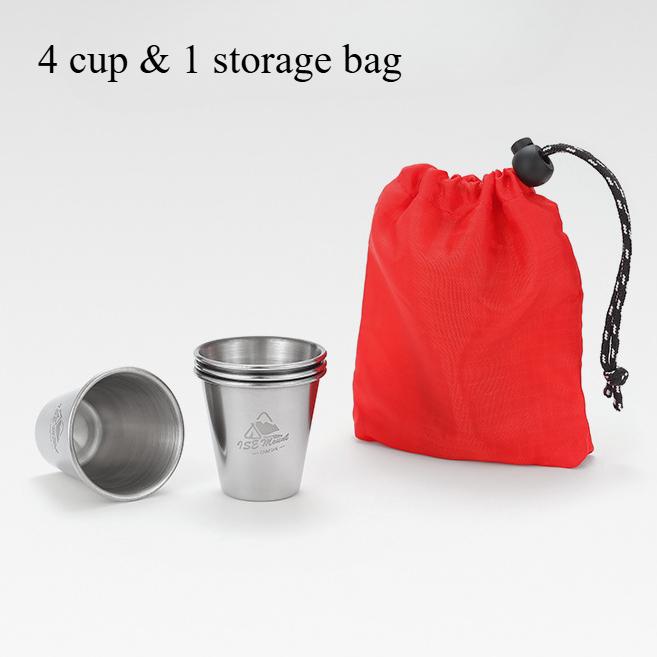 

4Pcs/Set Portable Stainless Steel Camping Cup Outdoor Practical Travel Stainless Steel Cups with Bag Wine Glasses Tea Mug