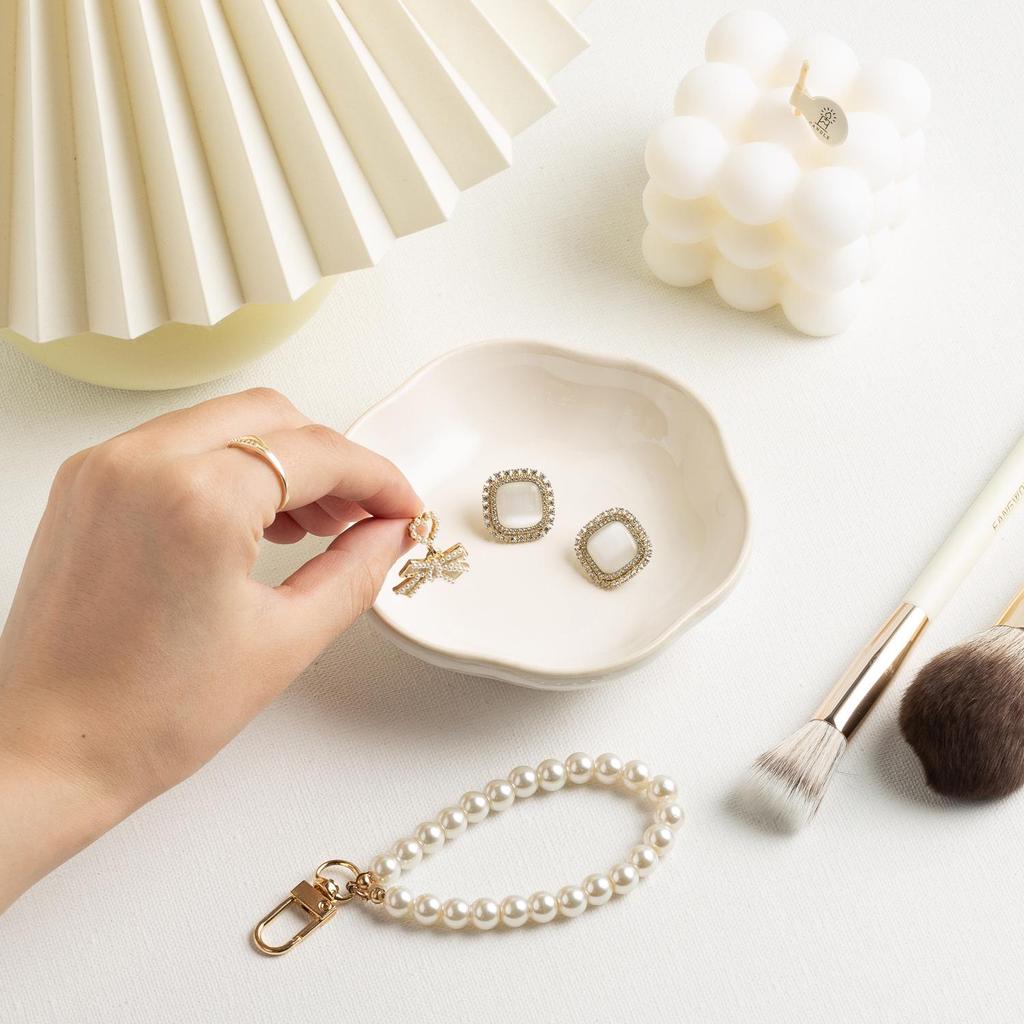 INS Jewelry Tray: Kiln-Fired Ceramic Dish for Home Entrance, Ornament Display, Ring & Earring Storage.