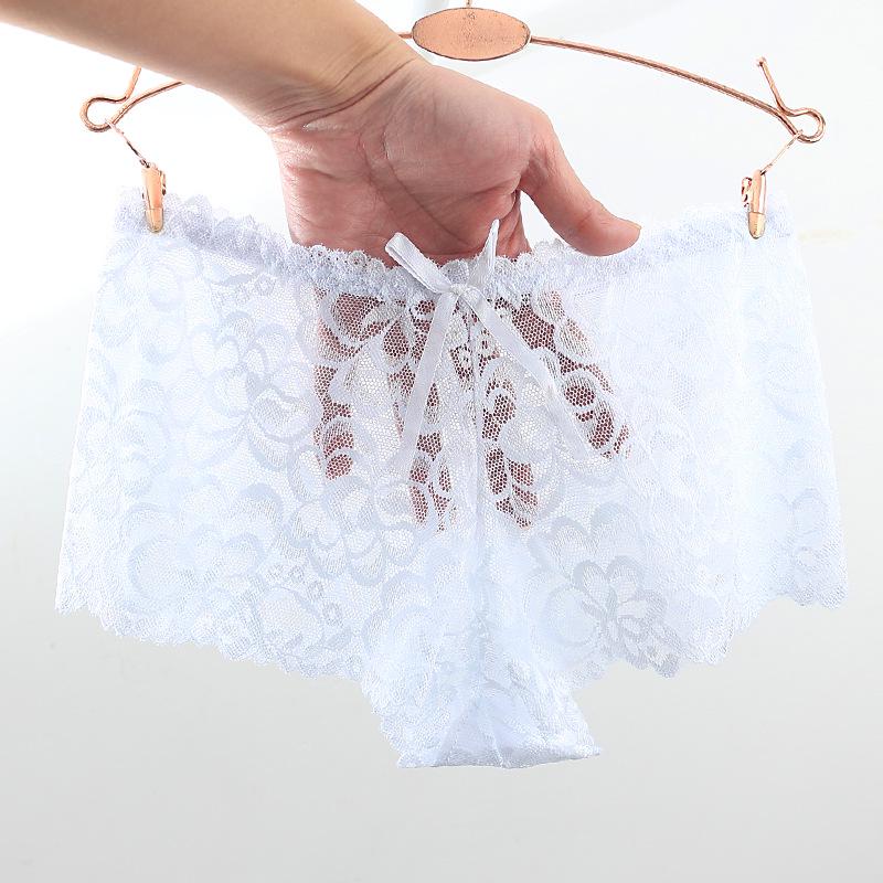 Lace Cutout Bowknot Low Waist Seamless Cotton Panties