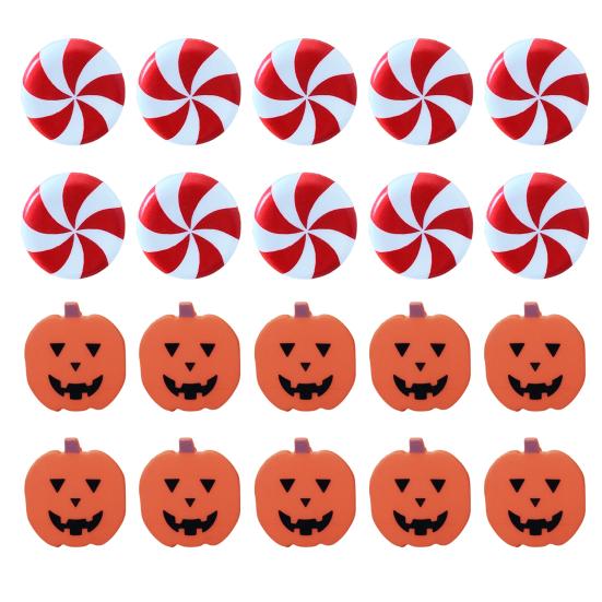 20Pcs Halloween Pumpkin Cabinet Door Knob Christmas Peppermint Candy Drawer Closet Dresser Wardrobe