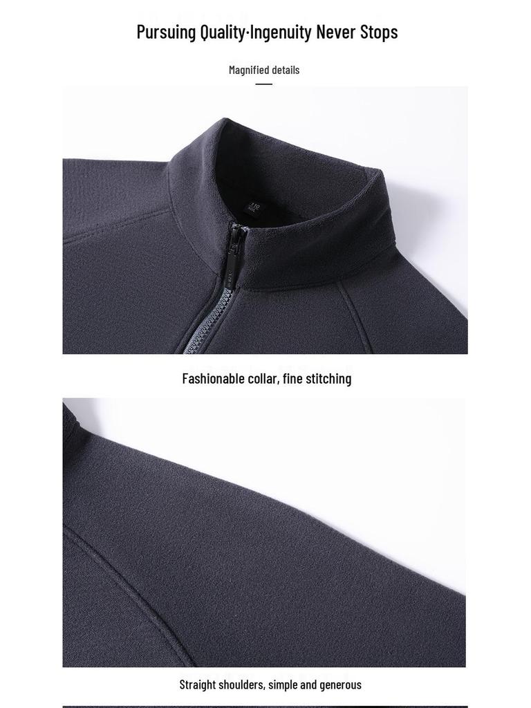 Men's Stylish Wool Cashmere Zipper Hoodie - Double-Sided Thermal Fabric for Autumn and Winter.