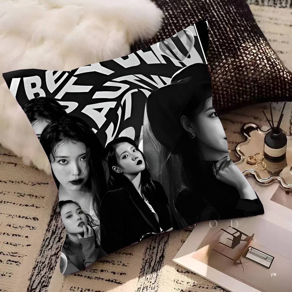 Federa Cuscino Kpop Girl IU Quadrato Camera da Letto Divano Cuscino Comfort per il Tempo Libero Decorazione Casa