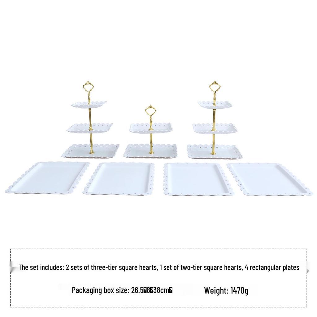 European Three-Tier Dessert Stand: Elegant Fruit Plate and Cake Display for Afternoon Tea