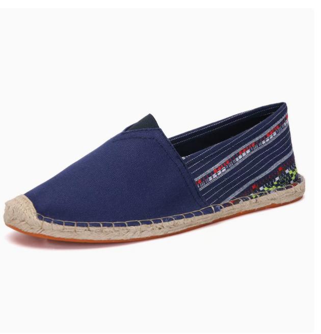Heren Espadrilles Heren Patchwork Slip-on Zomerschoenen Loafers Ademende Canvas Schoen Jute Omwikkelde Damesschoenen Unisex 43 blue