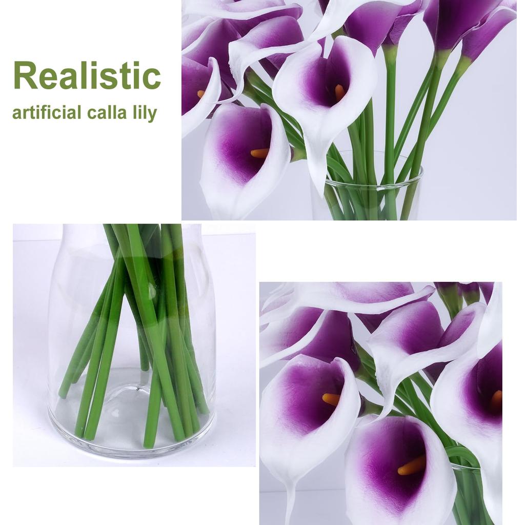 5PCS Artificial Calla Lily Flowers Faux PU Fake Flowers for Weddings Photography Props DIY Bridal Bouquets Home Room Party Decor
