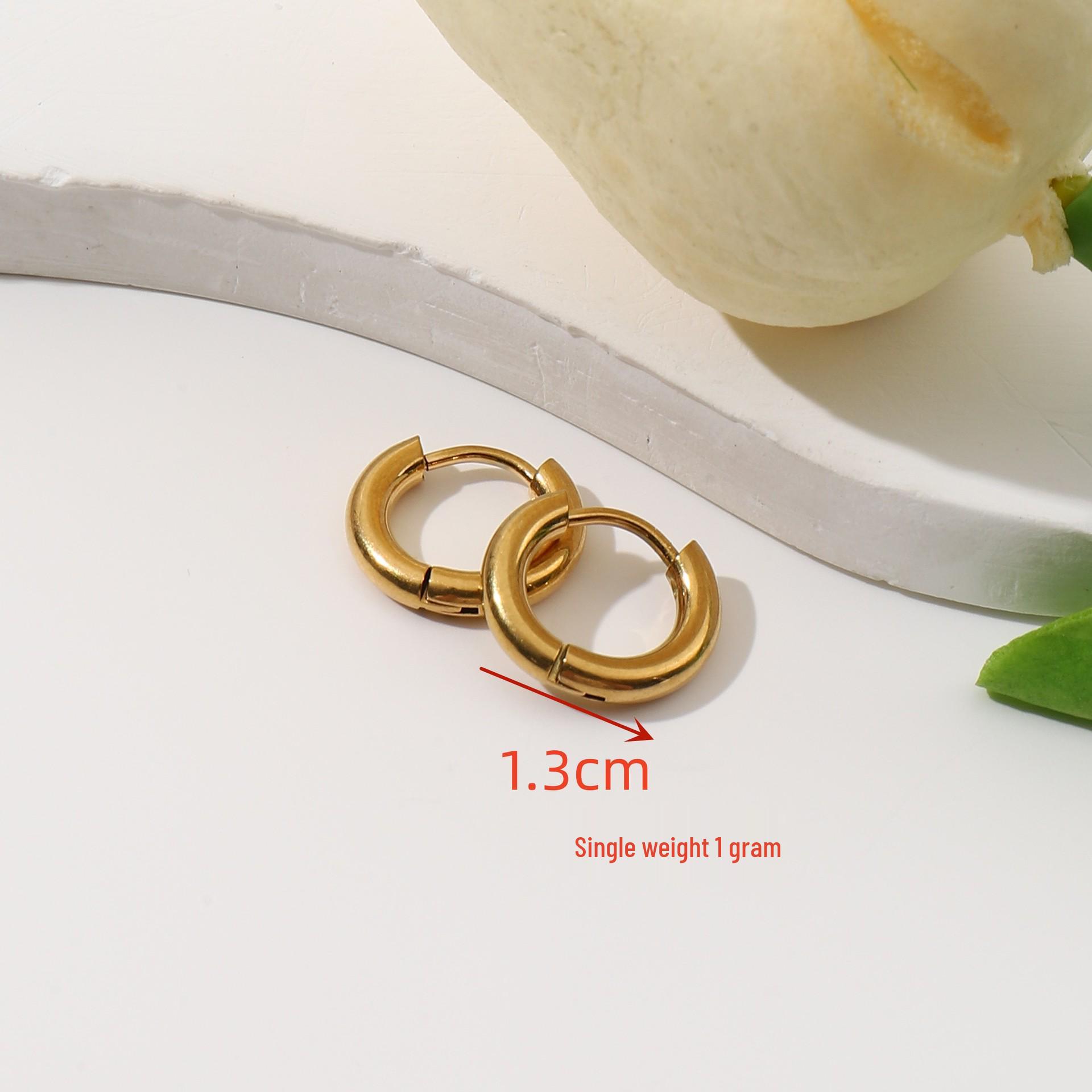 18K Gold Titanium Steel Hoop Earrings: Luxury European-American Style for Women