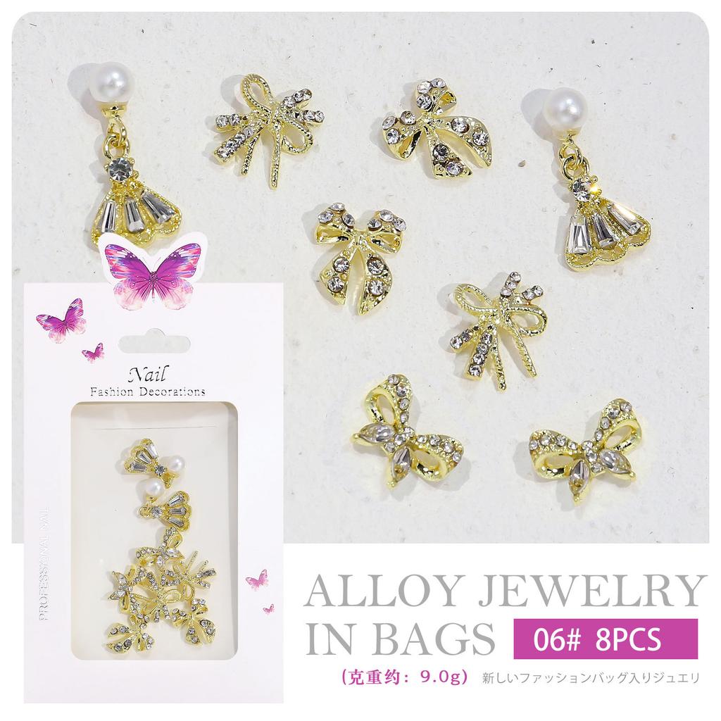 Nail Art Japanese Nail Art Xiaoxiangfeng Love Bow Chain Alloy Nail Art Jewelry