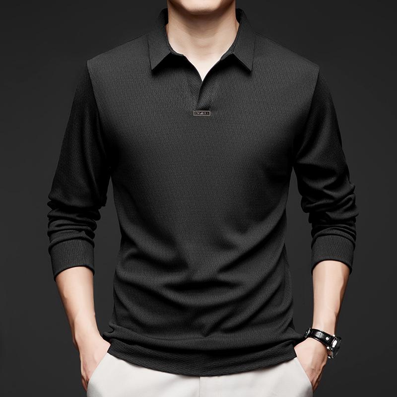 Men's Long Sleeve Lapel Polo Shirt Men's Scissors Collar Premium Sense Led Clothes