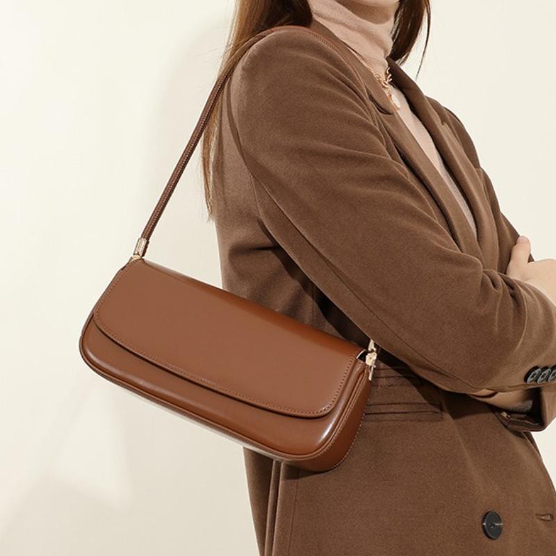 High Quality Genuine Leather Saddle Women's Bag, Simple Design Hand-held Single Shoulder Women's Bag, Elegant Armpit Bag