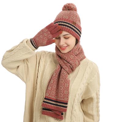 Winter Knitted Scarf Warm Wool Hat And Gloves 3 Piece Set Cozy Winter Accessories For Men And Women Ideal For Cold Weather Fashion 