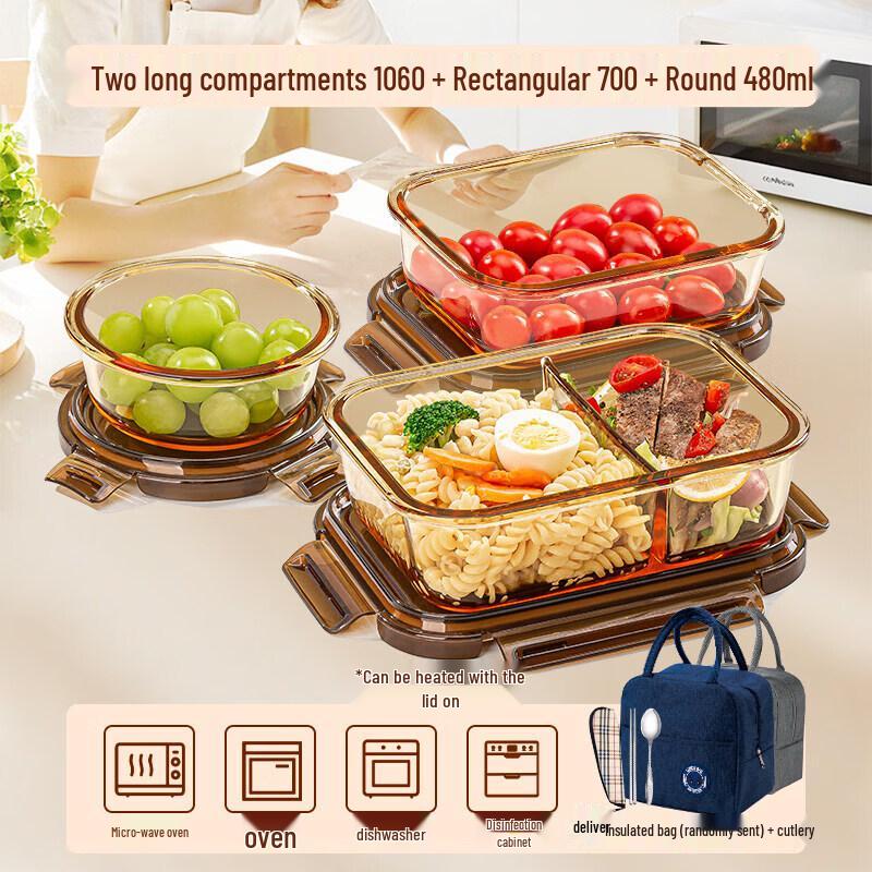 Qiwei Glass Microwaveable Lunch Box