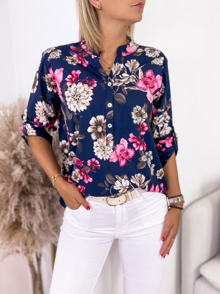 

Женская модная рубашка с принтом, кэжуал, с рукавами, которые можно подвернуть, весна/лето 2023 Small