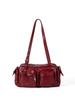 Vintage Multiple Pockets Women Shoulder Bags Soft Pu Leather Handbags Retro Motorcycle Bag Y2K Sac for Girls Daily Commuting Sac