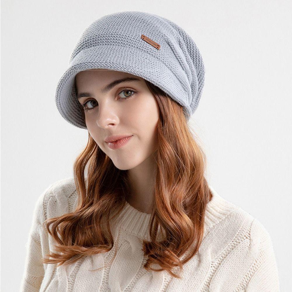 Soft Plush Beanies Short Brim Bonnet Fashion Knitted Hat Outdoor