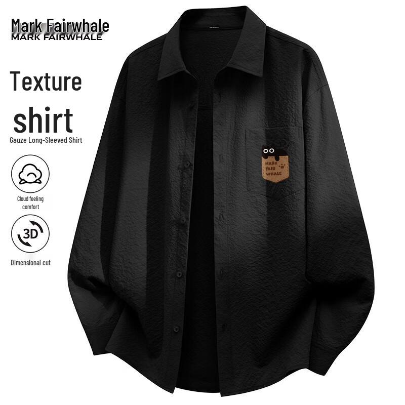 Mark Fairwhale Men s Long Sleeve Pocket Cat Casual Shirt M