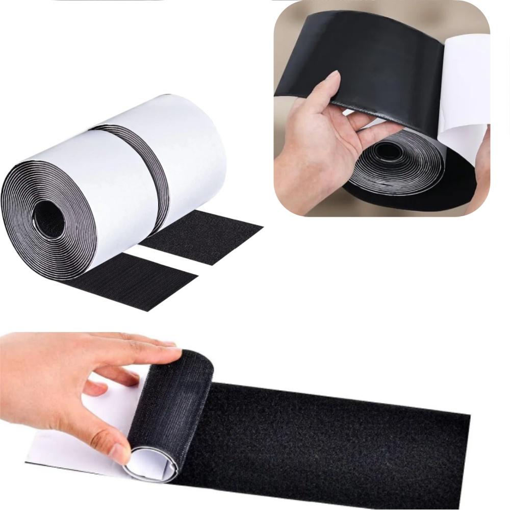 1Set/2pcs Strong Self Adhesive Fastener Hook and Loop Strips with Glue Double-Side Mounting Tapes DIY Craft Accessories Black