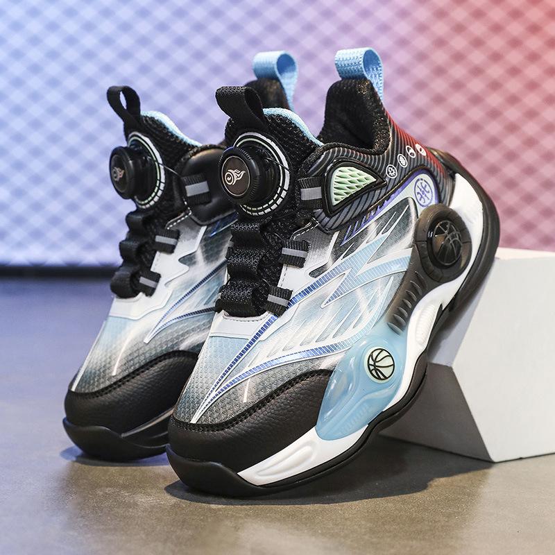Popular Outdoor Children's Cool Basketball Shoes Portable Rotating Buckle Autumn Wear-resistant Outsole Non-slip Sports Shoes