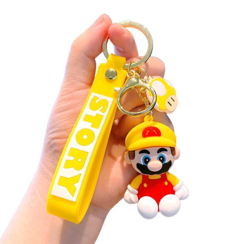 Keychain Mario Super Toy Cartoon Key Ring Bag Pendant Doll Kids Gifts Decorate