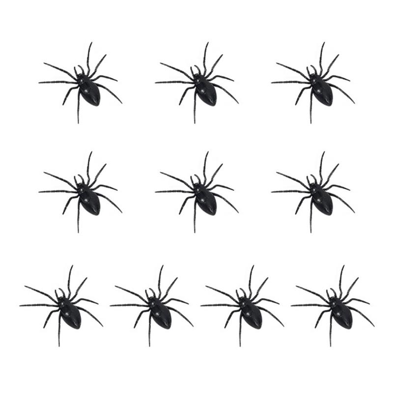 

Q1FD Durable Halloween Plastic Spiders Set Of 10 Eerie Crawly Props Halloween Party Supplies For Festival Decorations чорний