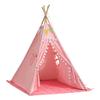 VEVOR Kids Play Tent Pine Wood Teepee Tent for Kids Cotton Canvas Pink, for Toddlers Girls Boys Play, Indoor & Outdoor, with Padded Mat, Stars Lights