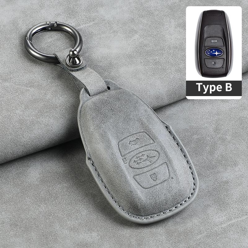 Leather Car Remote Key Case Cover for Subaru BRZ Forester Legacy Outback WRX STI Impreza XV Crosstrek Protector Fob Keychain