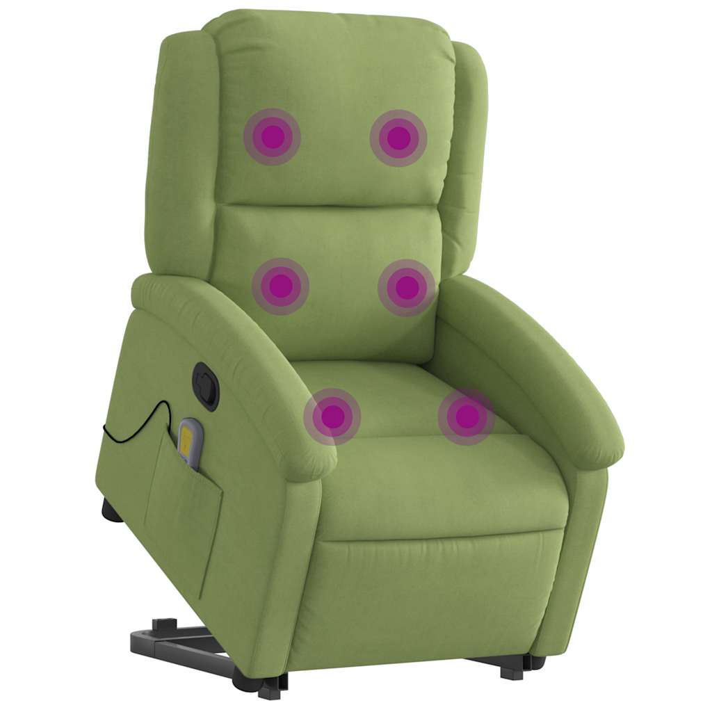 Massage Recliner with Rising Function Light Green Velvet