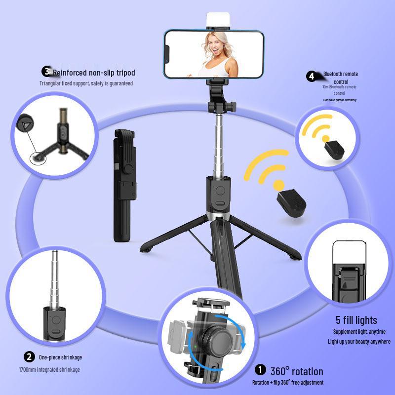 Bastão de Selfie Bluetooth Portátil Mais Vendido com Controle Remoto para TikTok, Tripé, Design Dobrável e Telescópico para Viagem
