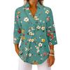 3/4-Ärmel Damenoberteile V-Ausschnitt Shirts Trendy Bedruckte Business Casual Arbeitsblusen
