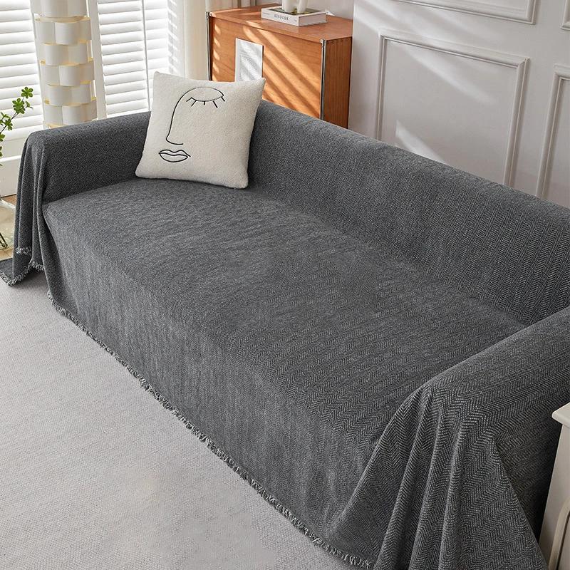 Зеленый чехол для дивана 2-3 подушки Чехлы для дивана секционные для собак кошек домашних животных моющиеся шенилловые защитные одеяла для мебели в гостиной 1Pc 180X130cm темно серый 8980₽