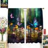 Dreamlike Forest Butterfly Blackout Curtain, Beautiful Morning Forest Flowers Aesthetic Scenery Decorative Curtain, Colorful