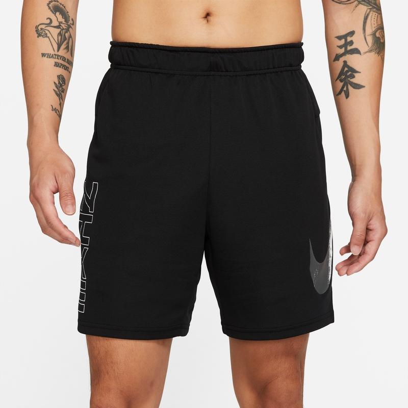 Nike Dri-Fit Letter Print Elastic Knit Sports Shorts Men Shorts Black Iron-Gray DD1714-010