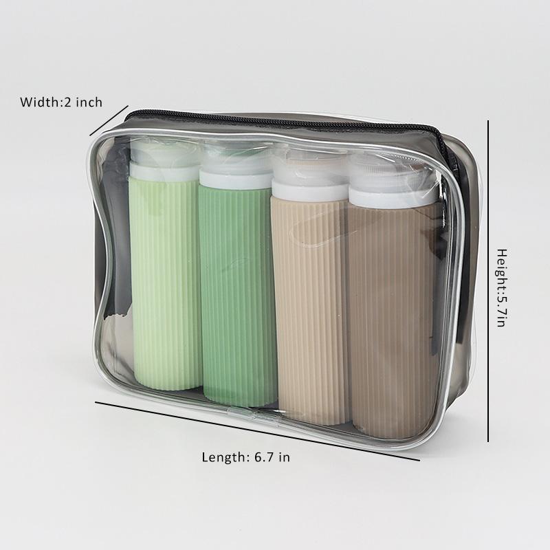 

4 шт. Портативный силиконовый дорожный флакон-органайзер для косметики, герметичный, сжимаемый, многоразовый, контейнер для шампуня и кондиционера, 100 мл