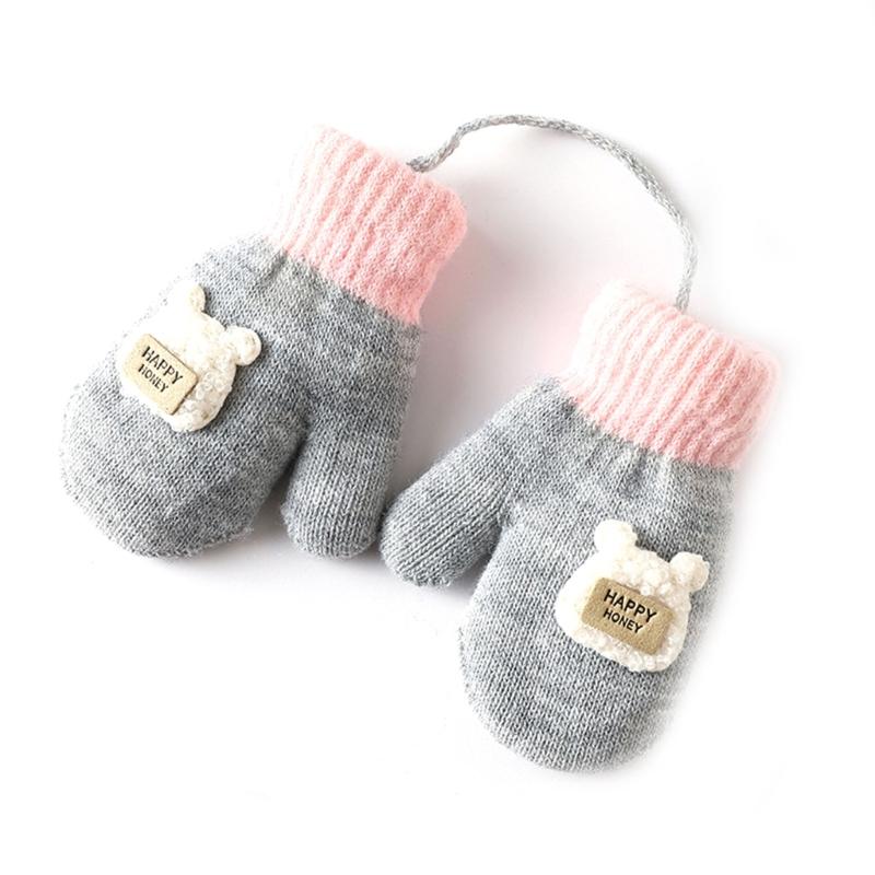 Children Gloves in Autumn and Winter Double-layer Plus Velvet Thickening Warm Cute Gloves for 0-3 Years Old Toddlers