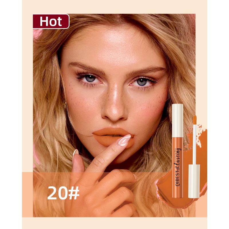 QiBest Non-Stick Lip Glaze Matte Matte Liquid Lipstick Non-Fading Lip Gloss