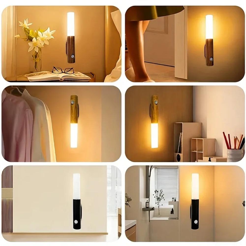 Motion Sensor LED Night Light Magnetic Portable Rechargeable Wall Lamp Indoor Small Djustable Cool and Warm Color Temperature