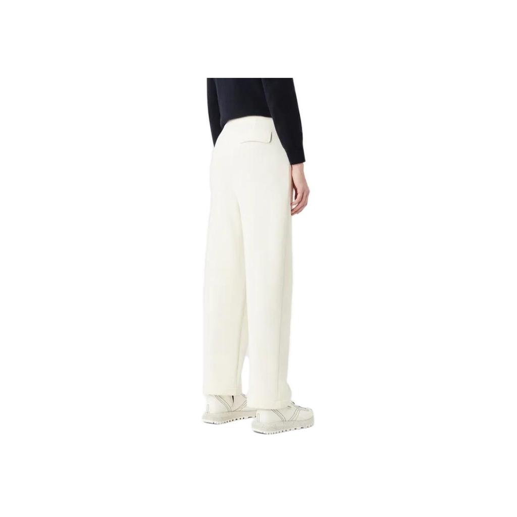 Emporio Armani Solid High-Waisted Loose Straight Leg Casual Pants Women Bottoms Off-White 6R2P9G-1JXAZ1-01I2