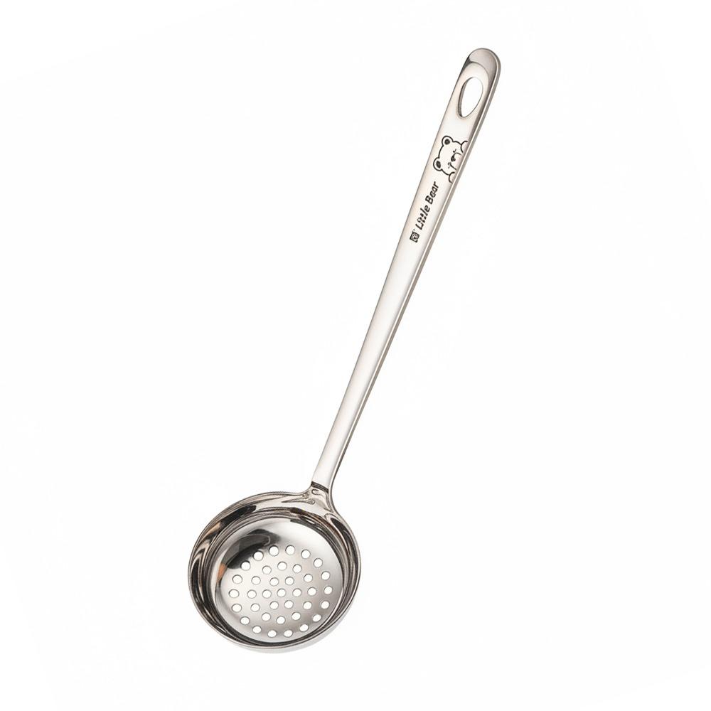 316 Edelstahl Löffel mit langem Stiel Suppenlöffel Hitzebeständig Große Kapazität Schlitzlöffel Silber Leicht zu reinigen