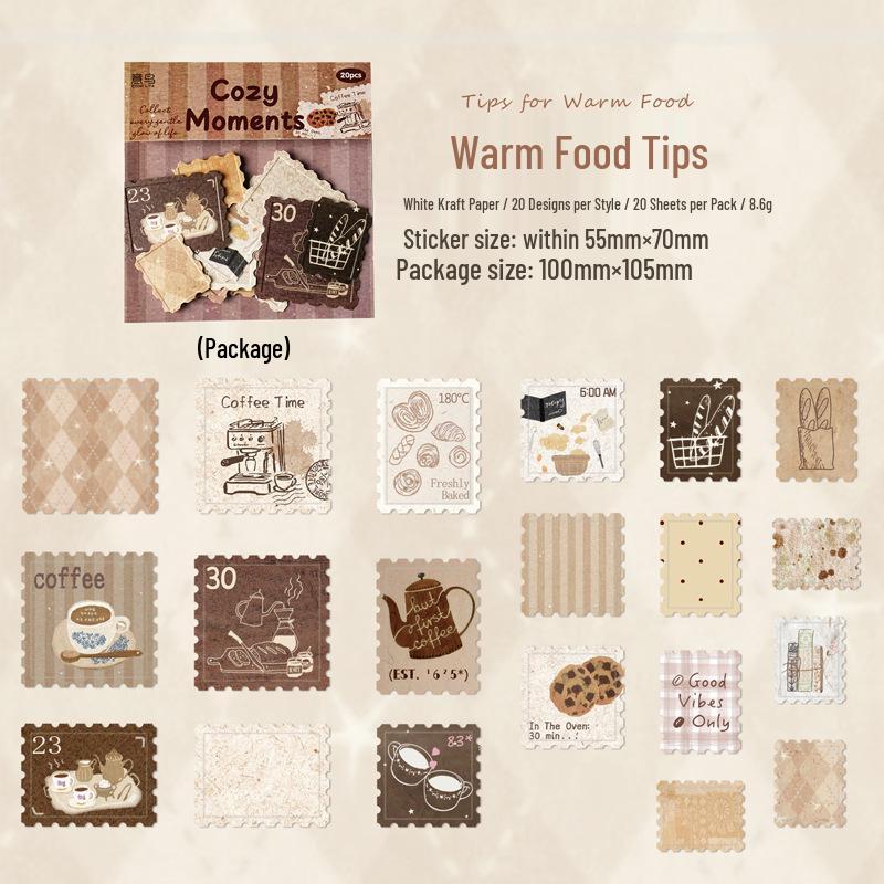 Yi Niao Warm Moment Retro Embossed Bull Stamp Sticker Pack (6 Types)