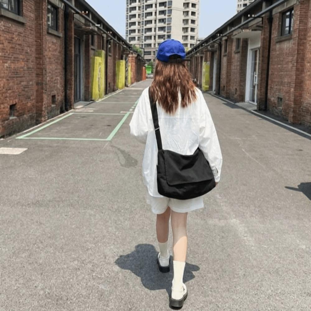 Canvas Messenger Bag Korean Style Simple Shoulder Bag Portable Nylon Crossbody Bag Sport