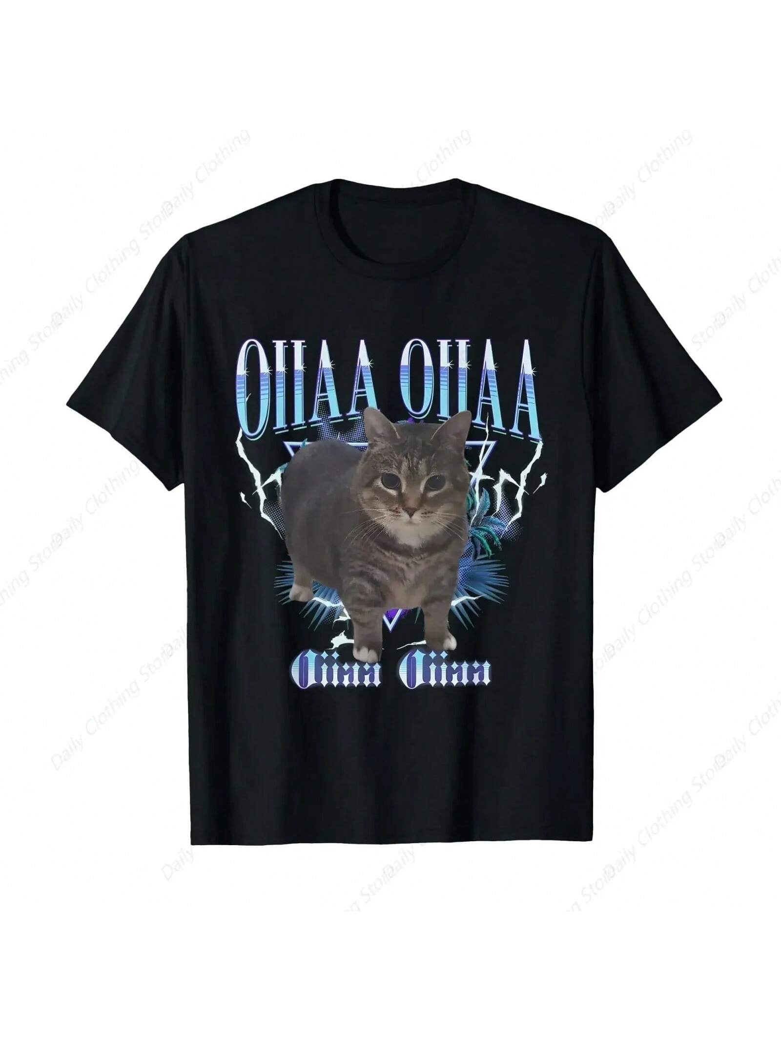 OIIAA OIIAA Funny Spinning Cat Meme Humor Cat Brainrot Women Men T-Shirt Funny Prevailing Tee Fashion Short Sleeves S разноцветный