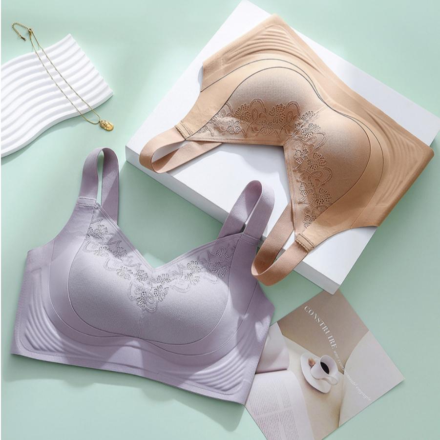 Gypsophila Lifting Seamless Gathered Side Plus Size Underwear Soft Support Adjustment Sexy Lace Bra